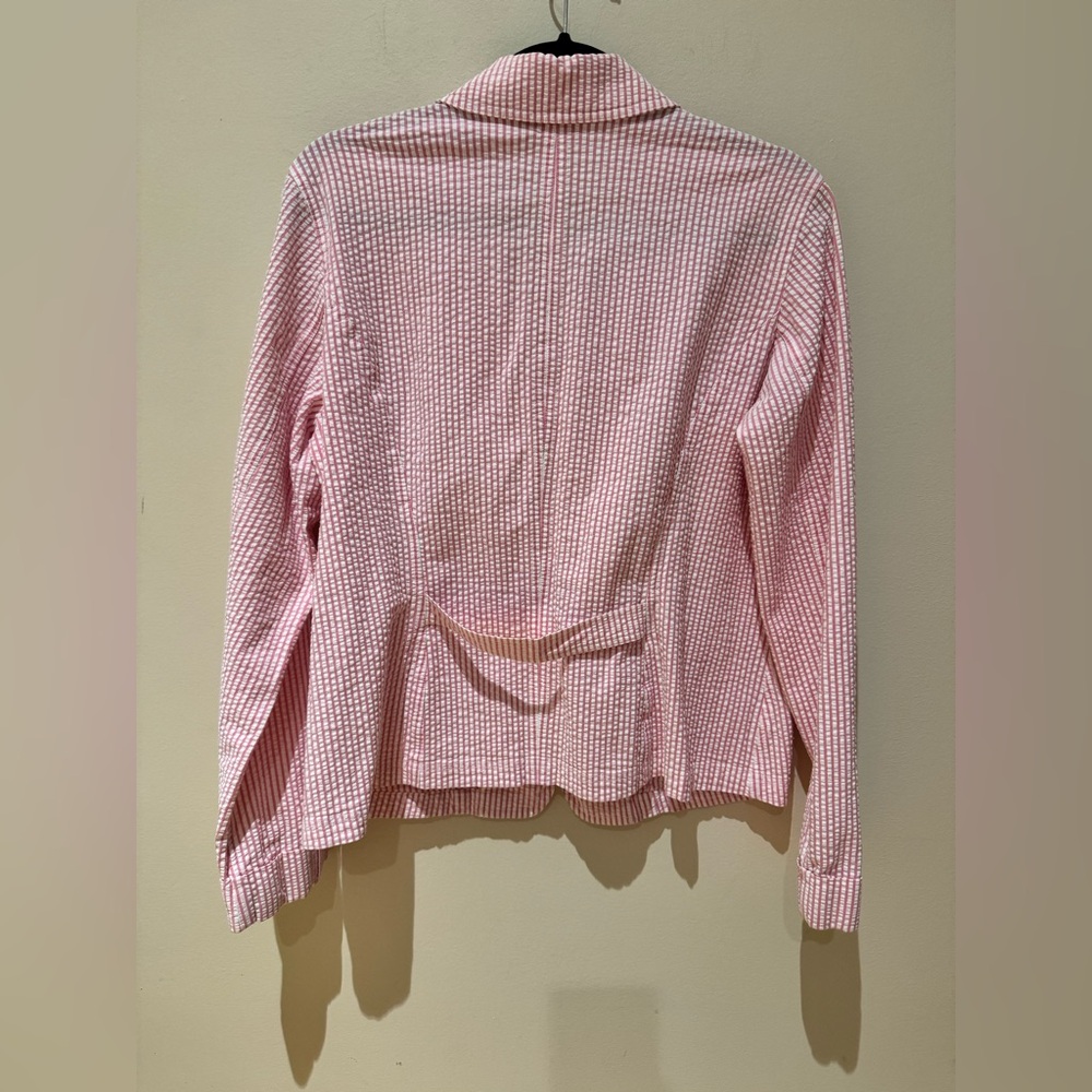 Liz Claiborne Pink and White Seersucker Blazer - Picture 3 of 3
